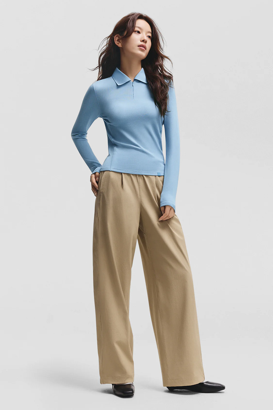 UrbanPolo – Women’s Zip Polo Long Sleeve Top - Image 6